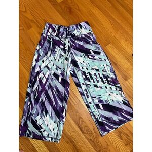 Jones New York Sport Womens Purple Mint Abstract Wide Leg Cropped Pants Small
